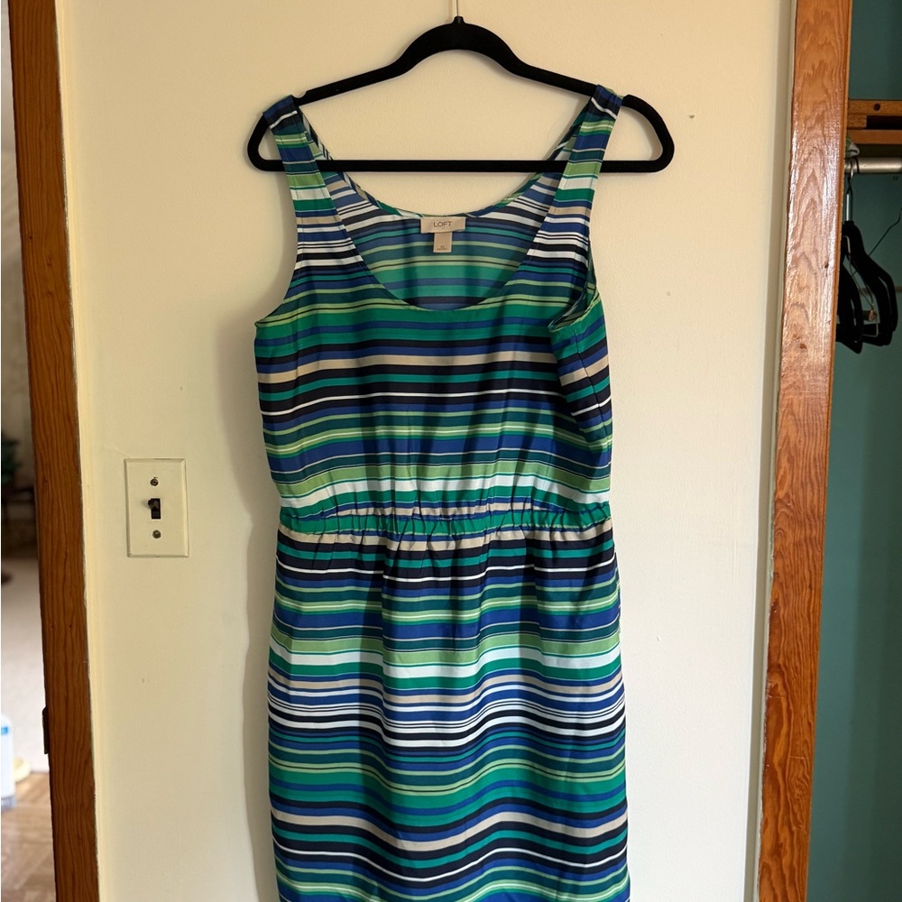 Loft Stripe Blue and Green Dress